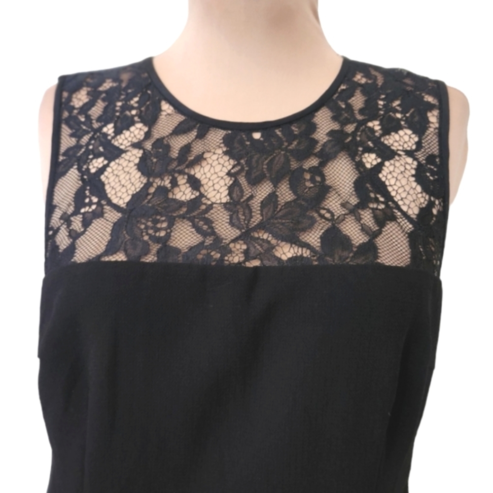 TRINA TURK Black Sleeveless Lace Trim Cocktail Dress - Size 10 - Picture 3 of 10